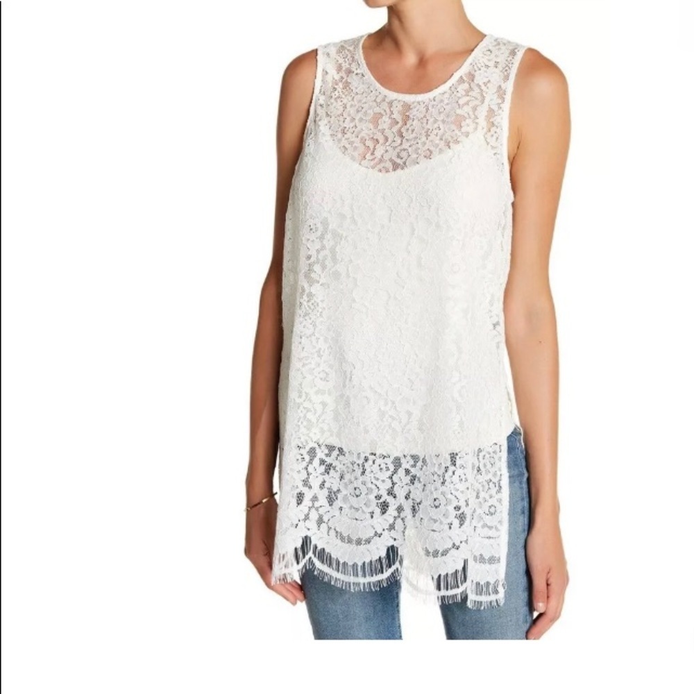 New KAREN KANE Women's High Slit Lace Tank Top